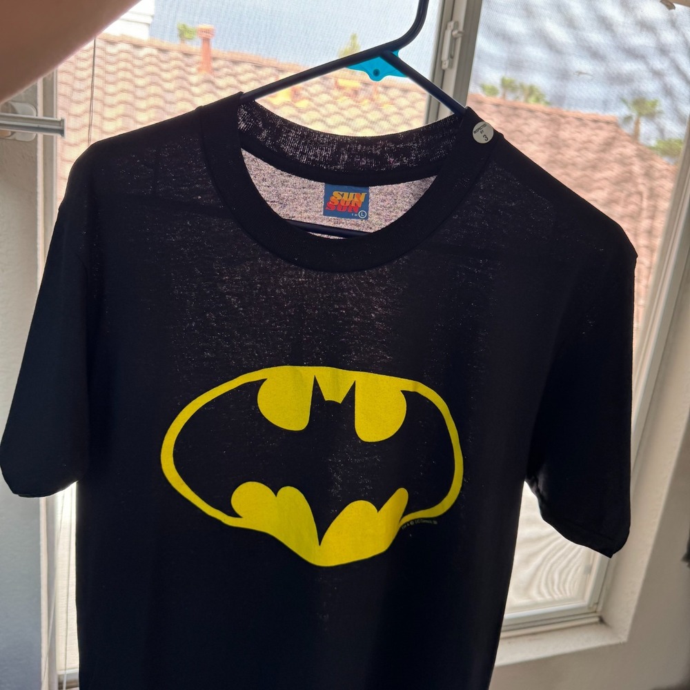 Vitnage 80s Batman Shirt Mens Large Black Paper Thin Tee Deadstock